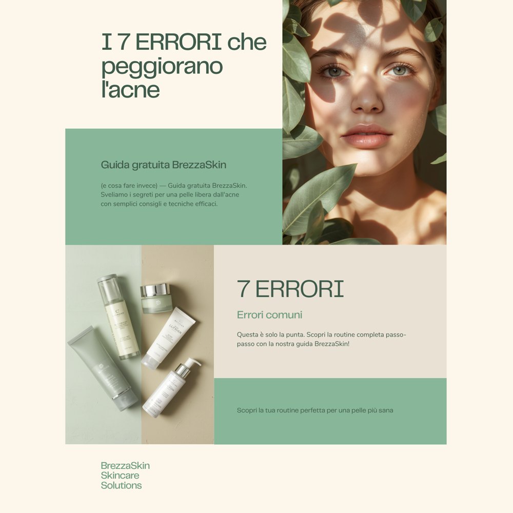 Guida gratuita I 7 Errori che peggiorano l'acne - BrezzaSkin
